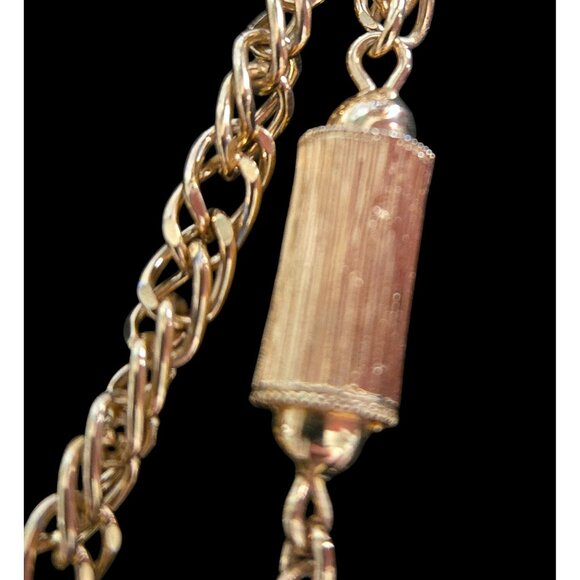 Vintage Monet Gold-Plated Bar Link Chain Necklace 1950's 56" - Picture 4 of 5